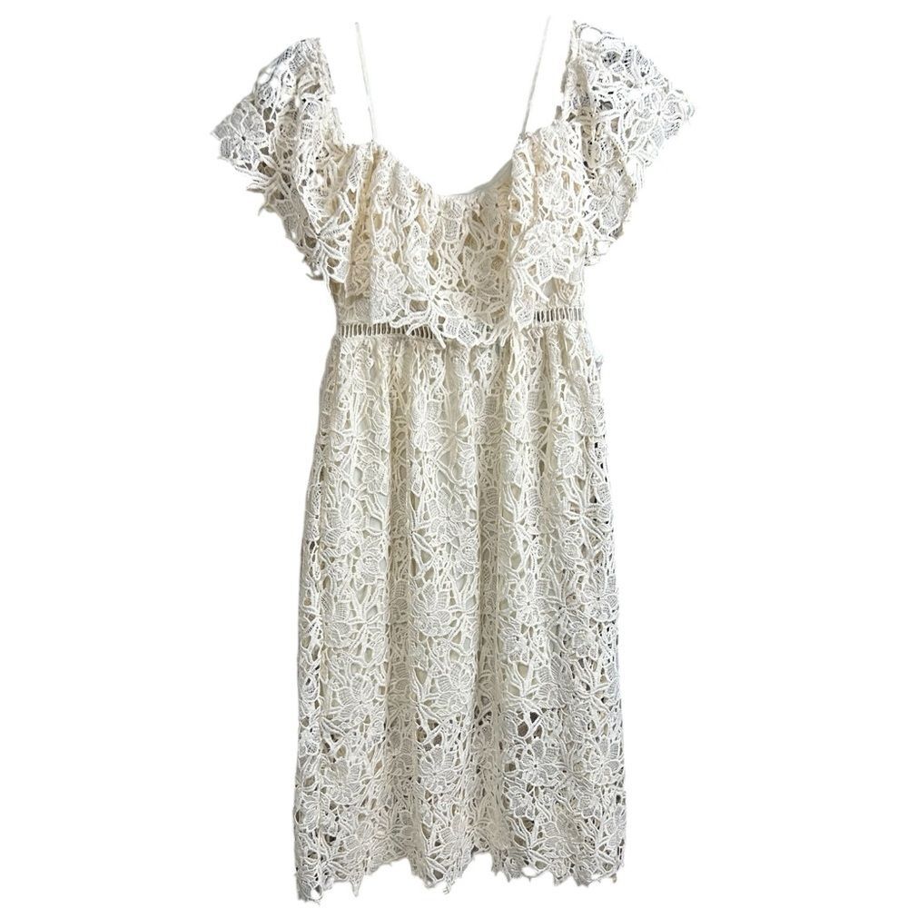 UMGEE | Ivory Off Shoulder Lace Midi Dress Size Small